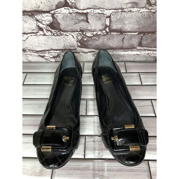 Burberry Black Patent Leather Quilted Buckle Strap Ballet Flats Women Sz 36EU/6M - Picture 12 of 16